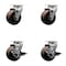 Service Caster 4'' High Temp Glass Filled Nylon Swivel Caster Set w/Roller Bearings 2 Brakes, 4PK SCC-20S420-GFNRHT-2-TLB-2 - alternate 1